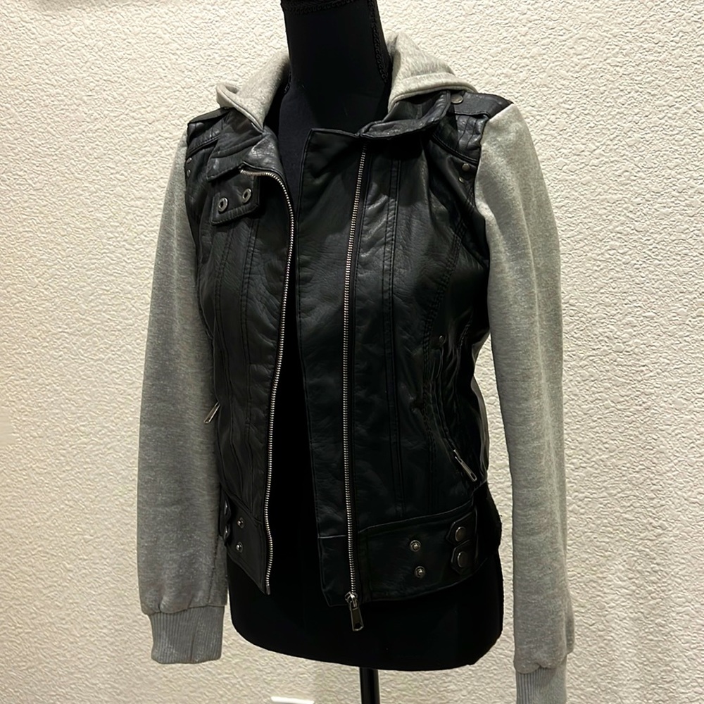 Leather hoodie